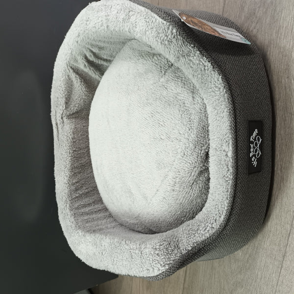 IT'S BED TIME DOG BED PLUSH OVAL BASKET GREY [SIZE:SMALL]