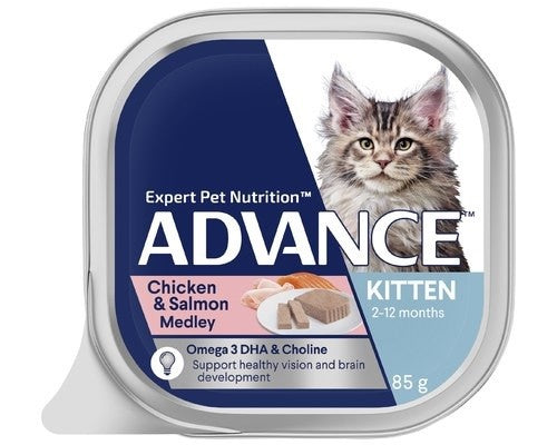 ADVANCE CAT WET SINGLE TRAY KITTEN CHICKEN & SALMON 85G 