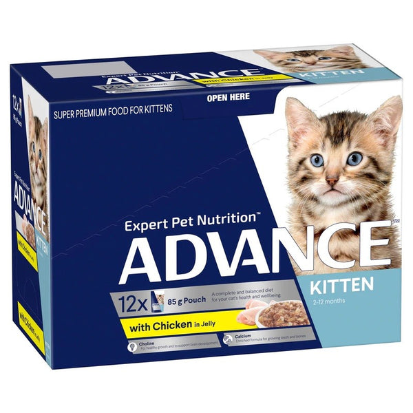 ADVANCE CAT WET POUCH KITTEN CHICKEN IN JELLY 12X85G 