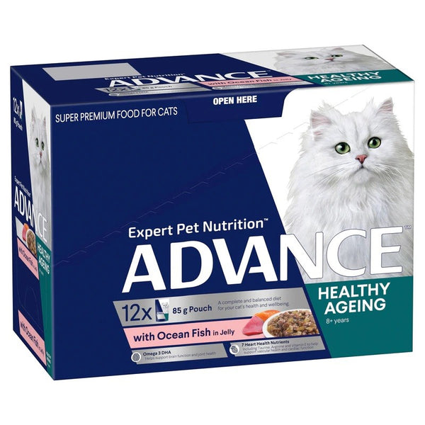 ADVANCE CAT WET POUCH HEALTHY AGEING OCEAN FISH IN JELLY 12X85G 