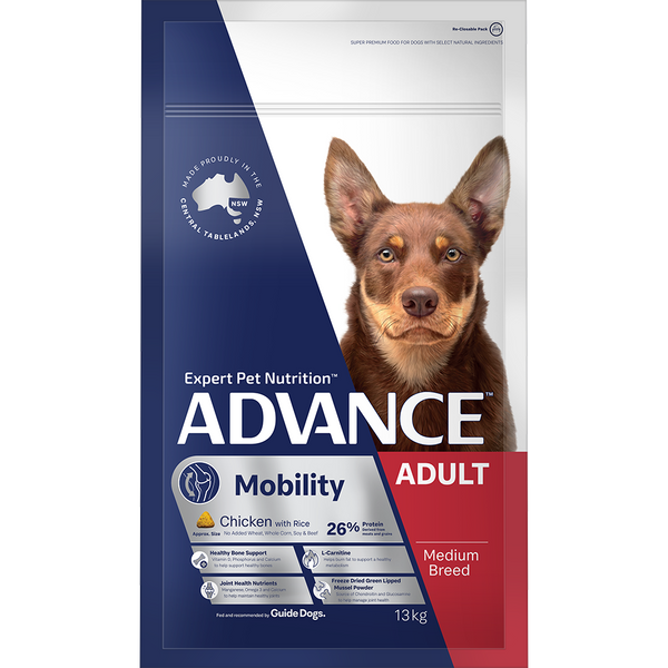 ADVANCE DOG DRY ADULT MOBILITY MEDIUM BREED CHICKEN WITH RICE 13KG