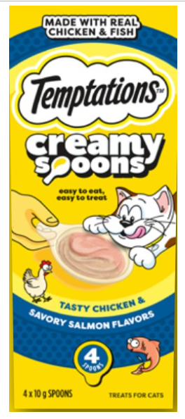 TEMPTATIONS CREAMY SPOONS CHICKEN SALMON 4X10G