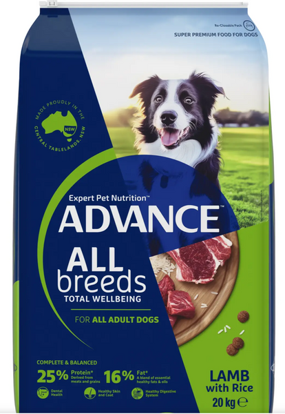 ADVANCE DOG DRY ADULT ALL BREED LAMB & RICE 20KG 