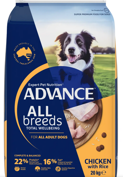 ADVANCE DOG DRY ADULT ALL BREED CHICKEN & RICE 20KG 