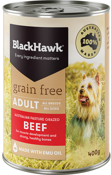 BLACK HAWK DOG GRAIN FREE WET BEEF 400G 