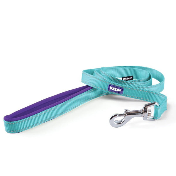 KAZOO DOG LEAD NYLON ACTIVE AQUA/PURPLE [WIDTH:15MM LENGTH:120CM]