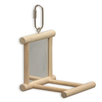 KAZOO BIRD TOY MIRROR WITH PERCH WOODEN MEDIUM 