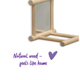 KAZOO BIRD TOY MIRROR WITH PERCH WOODEN MEDIUM 