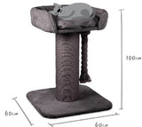 KAZOO CAT SCRATCHER POST HIGH BED WITH ROPE PLUSH (BOXED) [COLOUR:CHARCOAL]