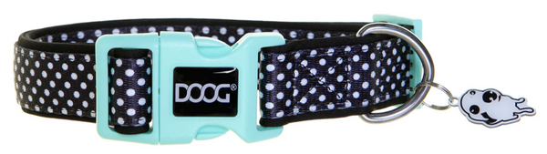 DOOG PONGO COLLAR BLACK WITH WHITE SPOTS [SIZE:LARGE SIZE:42CM - 62CM]