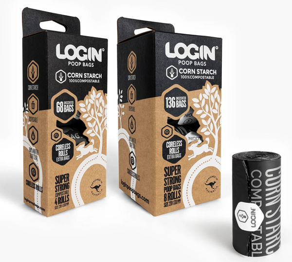 LOGIN POOP BAGS COMPOSTABLE ROLLS [SIZE:4 PACK]