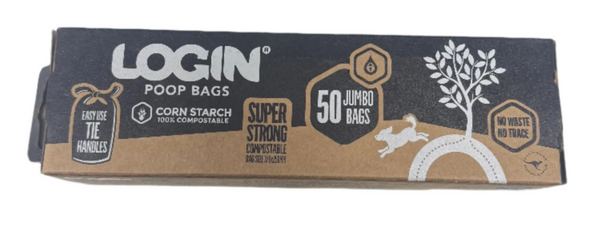 LOGIN POOP BAGS WITH HANDLES COMPOSTABLE 50 PACK
