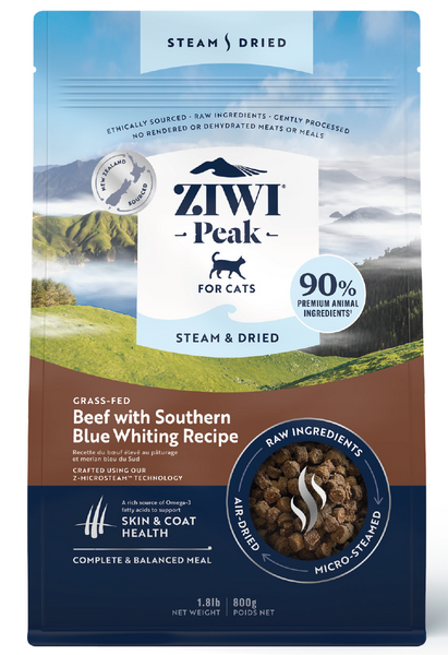 ZIWI PEAK CAT DRY STEAM & DRIED [FLAVOUR:BEEF WITH WHITING   SIZE:800G]