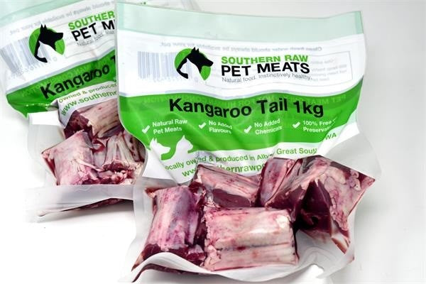 SOUTHERN RAW PET MEATS RAW BONES KANGAROO TAIL PORTIONS 1KG