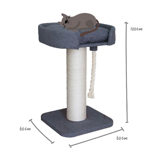 KAZOO CAT SCRATCHER POST HIGH BED WITH ROPE FABRIC (BOXED)